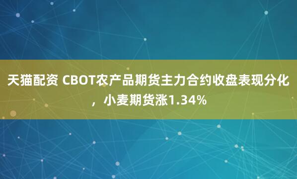 天猫配资 CBOT农产品期货主力合约收盘表现分化，小麦期货涨1.34%